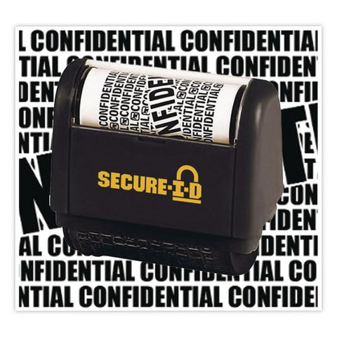 Secure I-d Confidential Roller Stamp, Obscures Area 1.5"w X Adjustable Length, Black Ink
