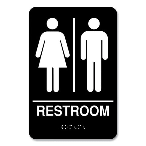 Indoor Restroom Door Sign, Unixex 5.5 X 8.5, Black/white