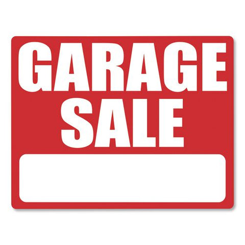 Garage Sale Sign Kit, 19 X 15, Red/white