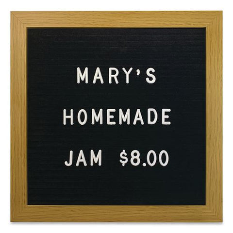 Message Letter Board, 10 X 10, Black Surface, Brown Wood Frame