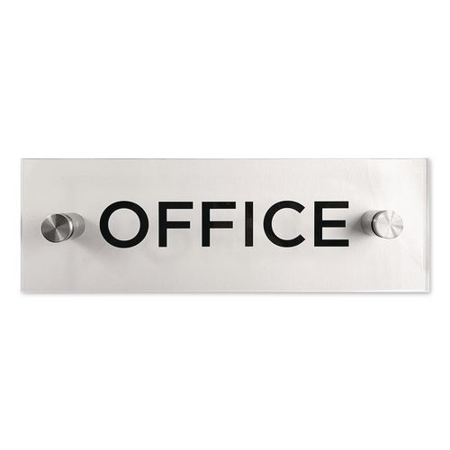 Indoor Wall Sign, Office, 9 X 3, Clear/black