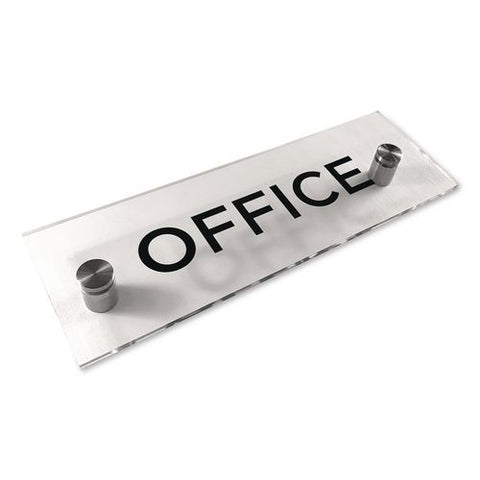 Indoor Wall Sign, Office, 9 X 3, Clear/black