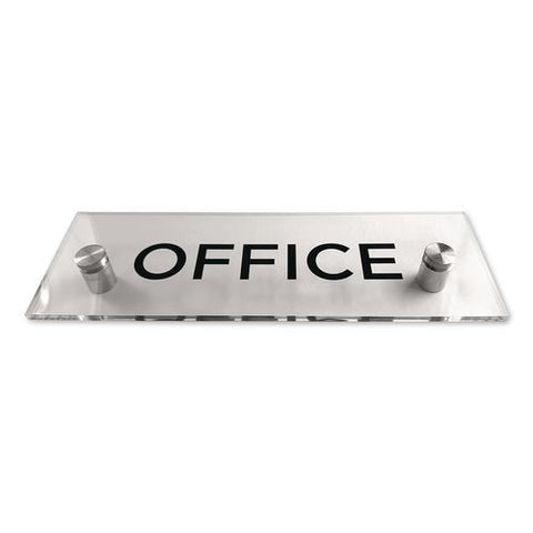 Indoor Wall Sign, Office, 9 X 3, Clear/black