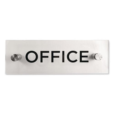 Indoor Wall Sign, Office, 9 X 3, Clear/black