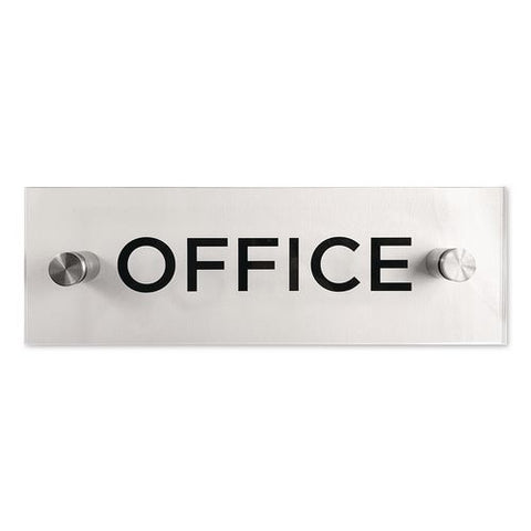 Indoor Wall Sign, Office, 9 X 3, Clear/black
