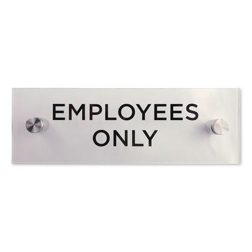 Indoor Wall Sign, Employees Only, 9 X 3, Clear/black