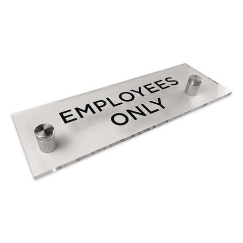 Indoor Wall Sign, Employees Only, 9 X 3, Clear/black