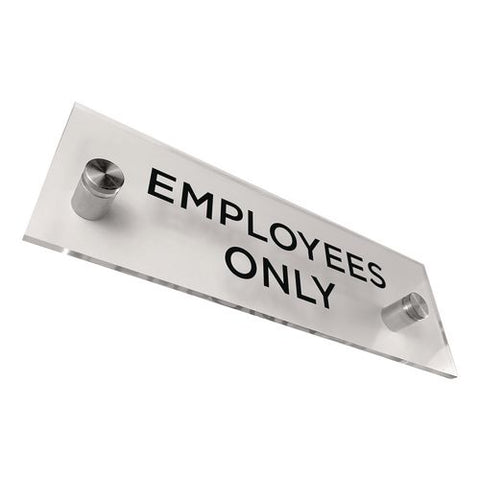 Indoor Wall Sign, Employees Only, 9 X 3, Clear/black