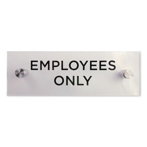 Indoor Wall Sign, Employees Only, 9 X 3, Clear/black
