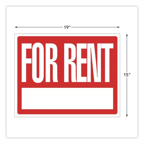 For Rent Sign Kit, 19 X 15, Red/white