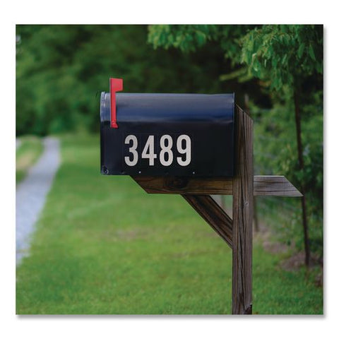 Self-adhesive Numbers 0 To 9, Bold Block, 3" And 4", Reflective Silver, 50/pack