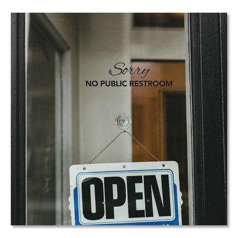 Sorry No Public Restroom Sign, 9 X 3, Clear