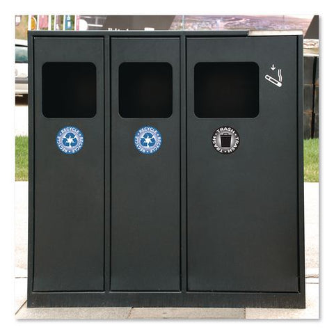 Recycle And Trash Decals, 4" Diameter, Black/blue, 2/pack