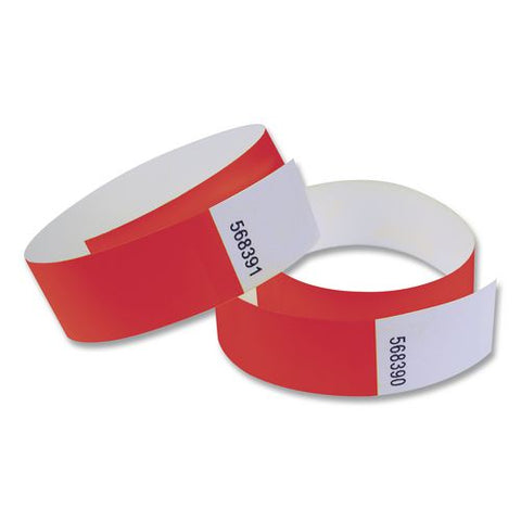 Crowd Control Security Wristbands, Sequentially Numbered, 10" X 0.75", Red, 100/pack