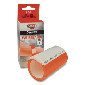 Crowd Control Security Wristbands, Sequentially Numbered, 10" X 0.75", Red, 100/pack