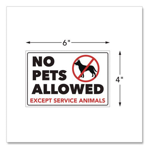No Pets Allowed Except Service Animals Sign Decal, 6 X 4, Black/red Graphics