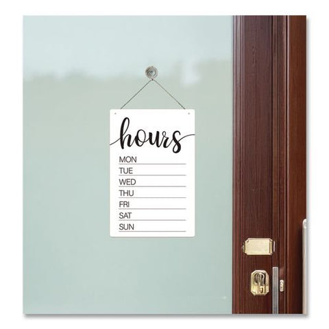 Dry Erase Business Hours Spa Style Sign, White 8 X 12 Surface