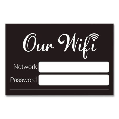 Wi-fi Password Indoor Sign, 6 X 4, Black/white