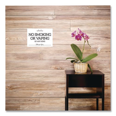 No Smoking No Vaping Indoor Spa Style Sign, 7 X 5 White Face, Black Graphics