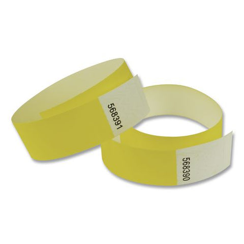 Crowd Control Security Wristbands, Sequentially Numbered, 10" X 0.75", Fluorescent Yellow, 100/pack