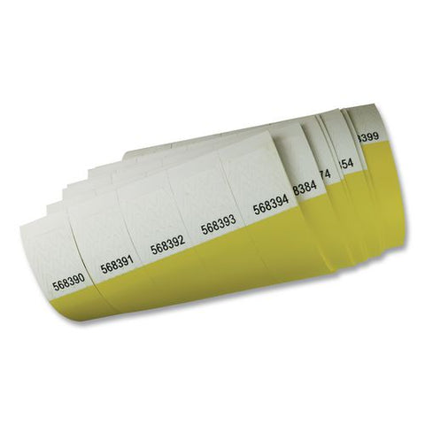 Crowd Control Security Wristbands, Sequentially Numbered, 10" X 0.75", Fluorescent Yellow, 100/pack