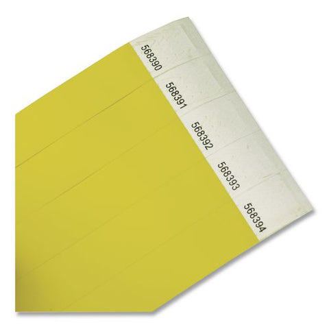 Crowd Control Security Wristbands, Sequentially Numbered, 10" X 0.75", Fluorescent Yellow, 100/pack
