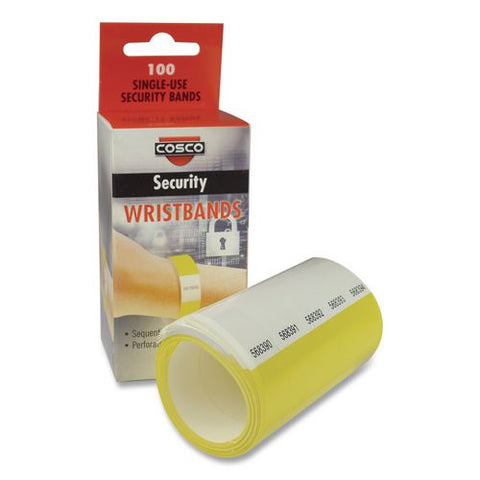 Crowd Control Security Wristbands, Sequentially Numbered, 10" X 0.75", Fluorescent Yellow, 100/pack
