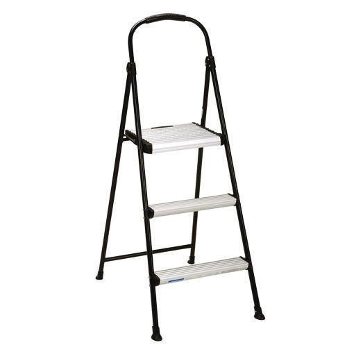 3-step Stepstool, 250 Lb, 28.75" Tall, 28.35" Spread, Black/silver