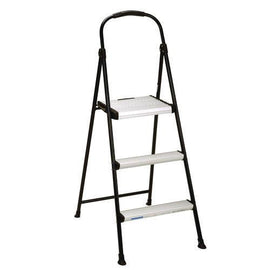 3-step Stepstool, 250 Lb, 28.75" Tall, 28.35" Spread, Black/silver
