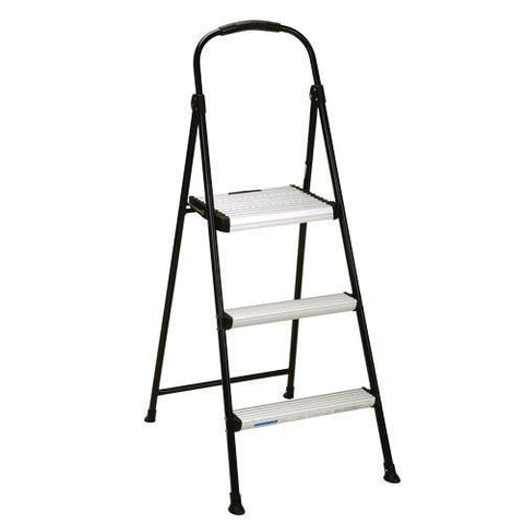 3-step Stepstool, 250 Lb, 28.75" Tall, 28.35" Spread, Black/silver