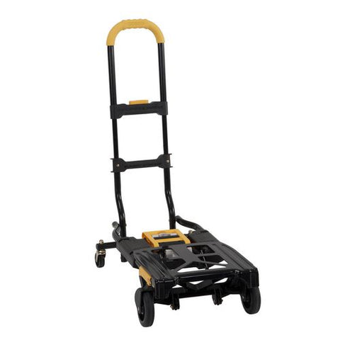 2-in-1 Folding Hand Truck, 300 Lb Capacity, 17" X 30.5" X 33.5", Black/yellow