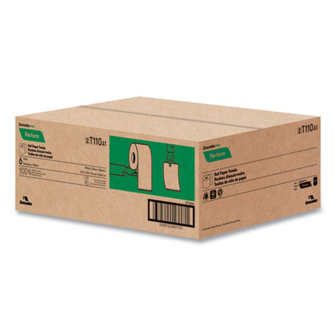 Perform Hardwound Roll Towels For Tandem Dispensers, 1-ply, 7.5" X 775 Ft, Ultra White, 6/carton
