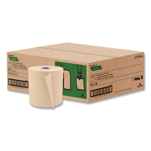 Perform Hardwound Roll Towels For Tandem Dispensers, 1-ply, 7.5" X 775 Ft, Natural, 6/carton