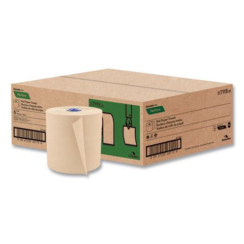 Perform Hardwound Roll Towels For Tandem Dispensers, 1-ply, 7.5" X 775 Ft, Natural, 6/carton