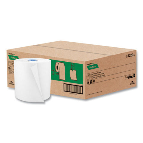 Perform Hardwound Roll Towels For Tandem Dispensers, 1-ply, 7.5" X 1,050 Ft, Ultra White, 6/carton