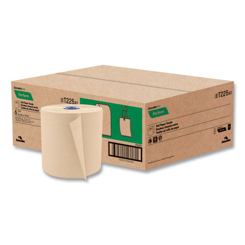 Perform Hardwound Roll Towels For Tandem Dispensers, 1-ply, 7.5" X 1,050 Ft, Natural, 6/carton