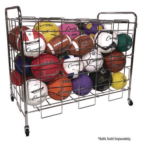 Portable Ball Locker, Metal, 176 Lb Capacity, 24 X 41 X 36, Chrome