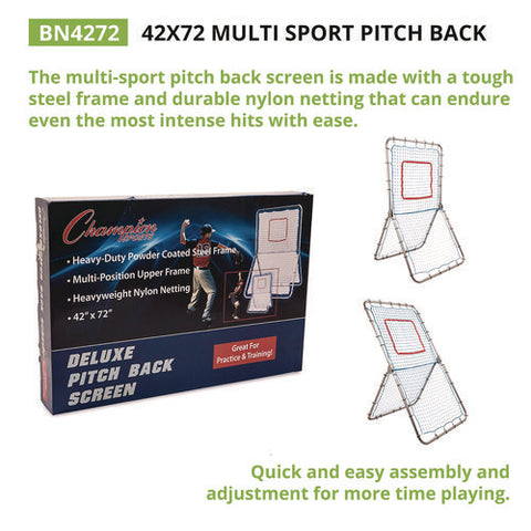 Multi-sport Pitch Back Screen, 72" X 42", 1.25" Dia Frame