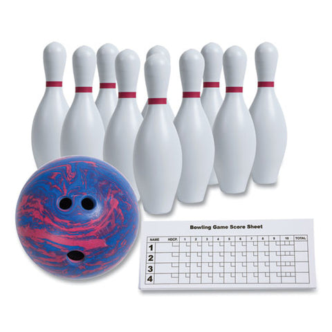 Bowling Set, Plastic/rubber, White, 10 Bowling Pins, 1 Bowling Ball