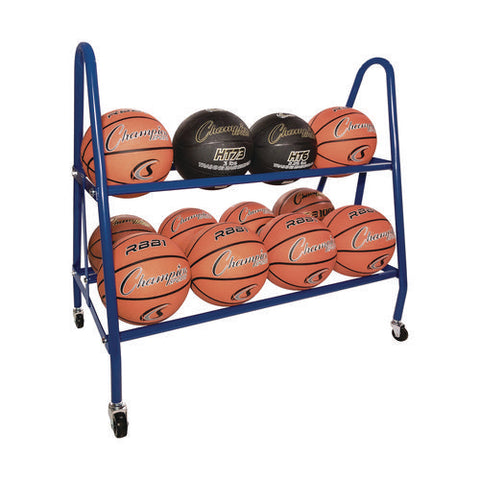 Heavy-duty Deluxe Ball Cart, Metal, 132 Lb Capacity, 17.5 X 38 X 35.75, Blue