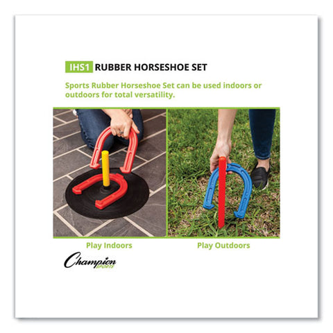 Indoor/outdoor Rubber Horseshoe Set, 4 Rubber Horseshoes, 2 Rubber Mats, 2 Plastic Dowels