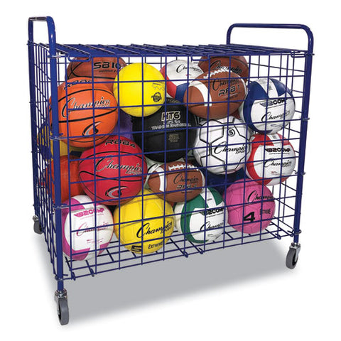 Lockable Ball Storage Cart, Fits Approximately 24 Balls, Metal, 37" X 22" X 20", Blue