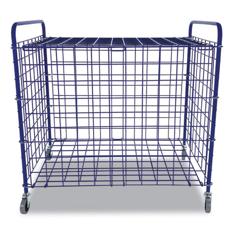 Lockable Ball Storage Cart, Fits Approximately 24 Balls, Metal, 37" X 22" X 20", Blue