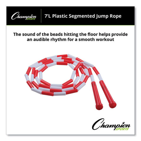 Segmented Plastic Jump Rope, 7 Ft, Red/white