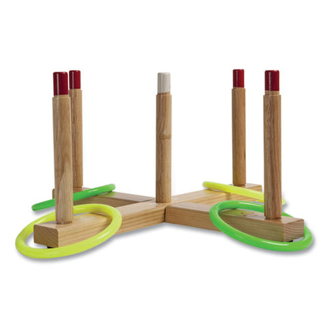 Ring Toss Set, Plastic/wood, Assorted Colors, 5 Pegs, 4 Rings