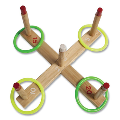 Ring Toss Set, Plastic/wood, Assorted Colors, 5 Pegs, 4 Rings