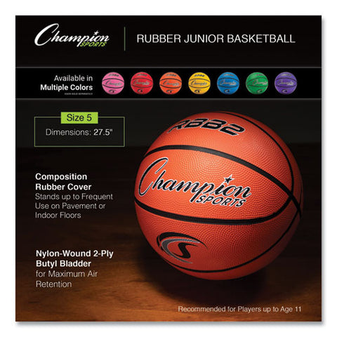 Rubber Sports Ball, For Basketball, No. 5 Size, Junior Size, Orange