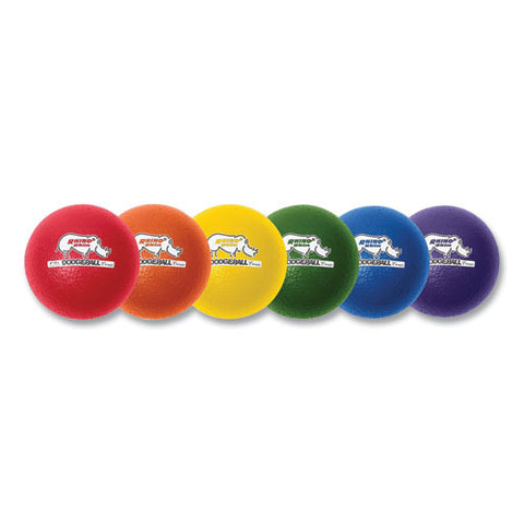 Rhino Skin Dodge Ball Set, 6" Diameter, Assorted Colors, 6/set