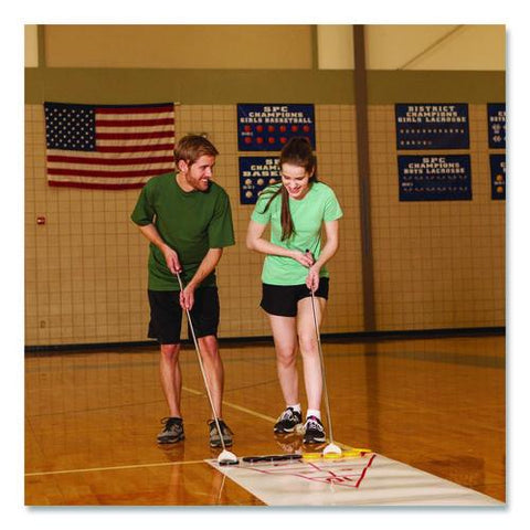 Blacktop Shuffleboard Set, (2) Two-piece 51" Cues/(8) Discs/sidewalk Chalk