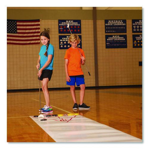 Blacktop Shuffleboard Set, (2) Two-piece 51" Cues/(8) Discs/sidewalk Chalk